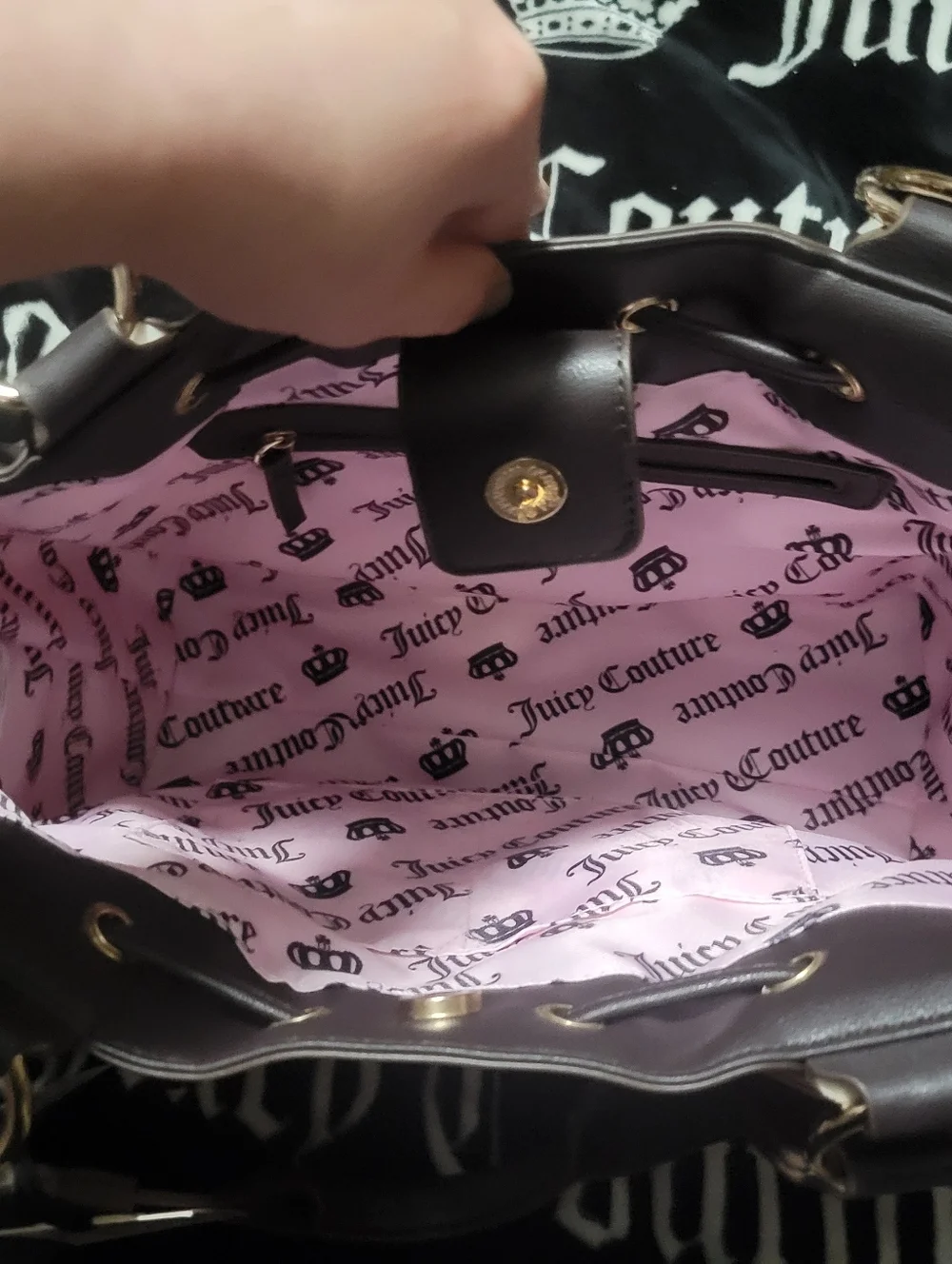 Nwt. Juicy Couture Pink and Brown Daydreamer Tote with Heart Charm and Bow - Picture 4 of 6